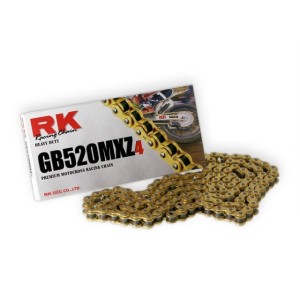 Chain RK step 520 Transmission cross professional without O-RING 120 chain links - Gold-GB520MXZ4.120 | RiMotoShop