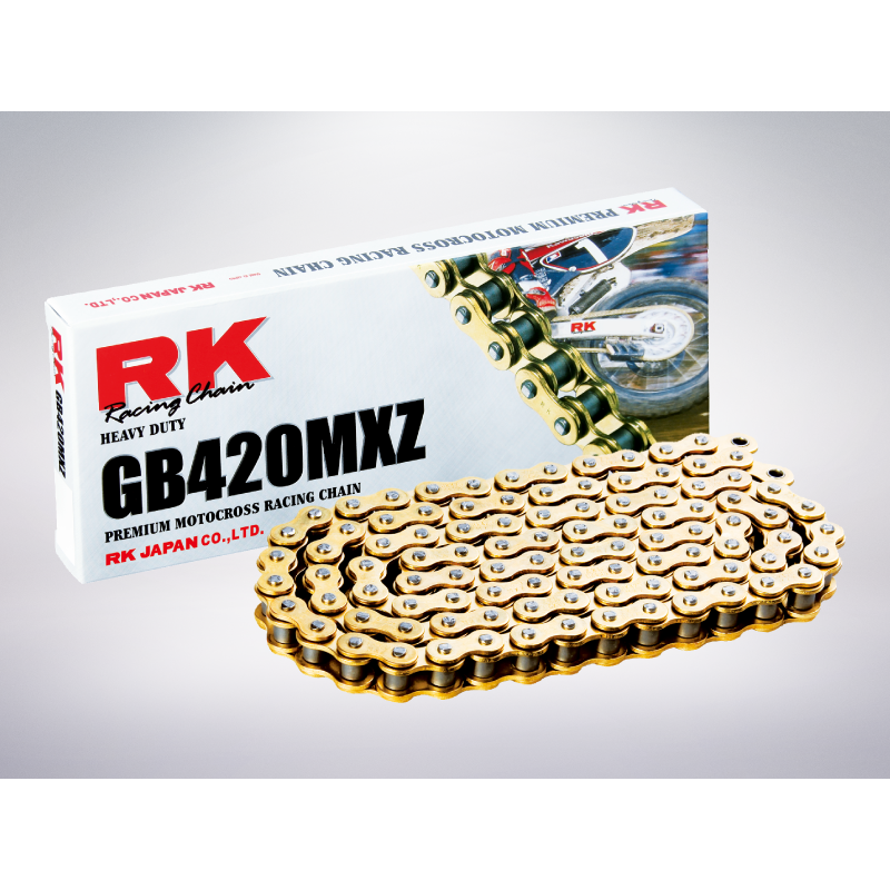 Chain RK step 420 cross professional without O-RING 140 chain links - Gold-GB420MXZ.140 | RiMotoShop