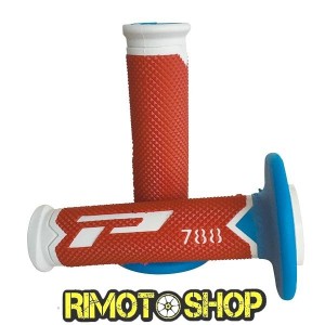 KNOBS GRIPS CROSS PROGRIP 788 TRIPLE DENSITY WHITE/RED/LIGHT BLUE-431176 | RiMotoShop