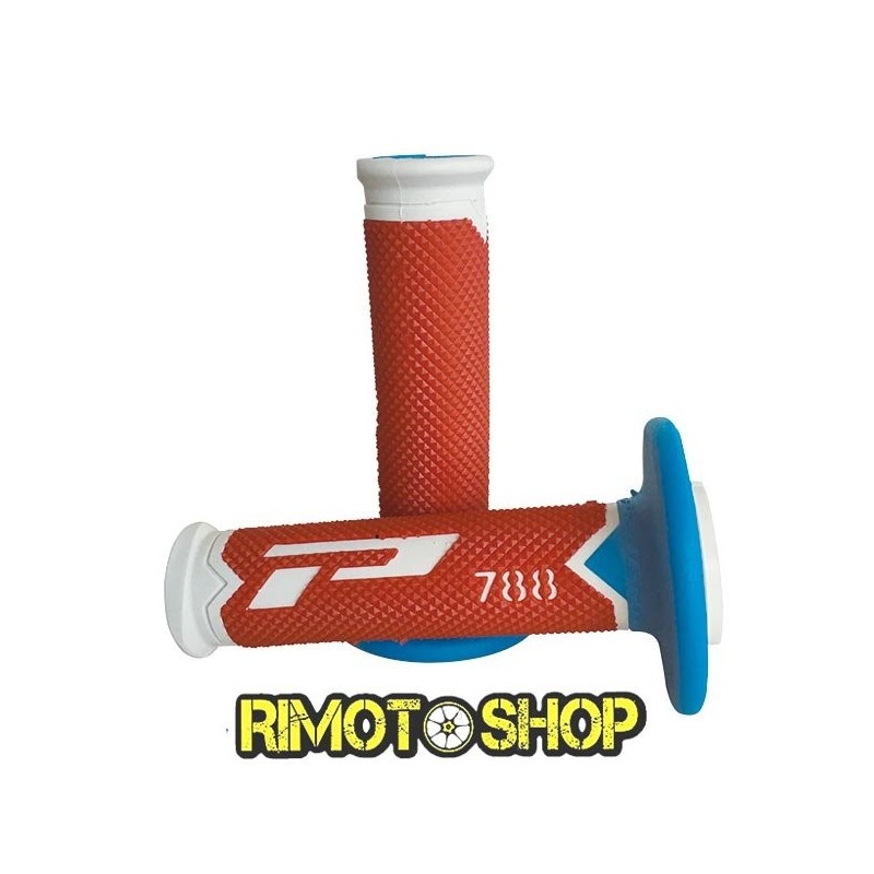 KNOBS GRIPS CROSS PROGRIP 788 TRIPLE DENSITY WHITE/RED/LIGHT BLUE-431176 | RiMotoShop