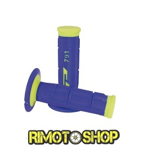 KNOBS GRIPS CROSS PROGRIP 791 DUAL DENSITY YELLOW FLUO/BLUE-431179 | RiMotoShop