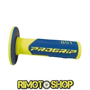 Manopole CROSS PROGRIP 801 DUAL DENSITY GIALLO FLUO/BLU-431181 | RiMotoShop