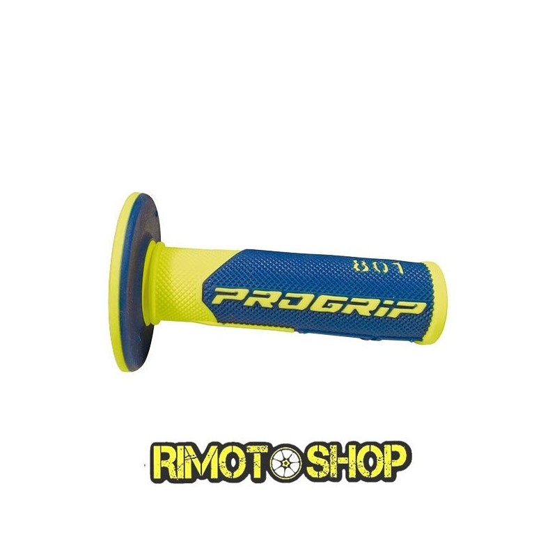 KNOBS GRIPS CROSS PROGRIP 801 DUAL DENSITY YELLOW FLUO/BLUE-431181 | RiMotoShop