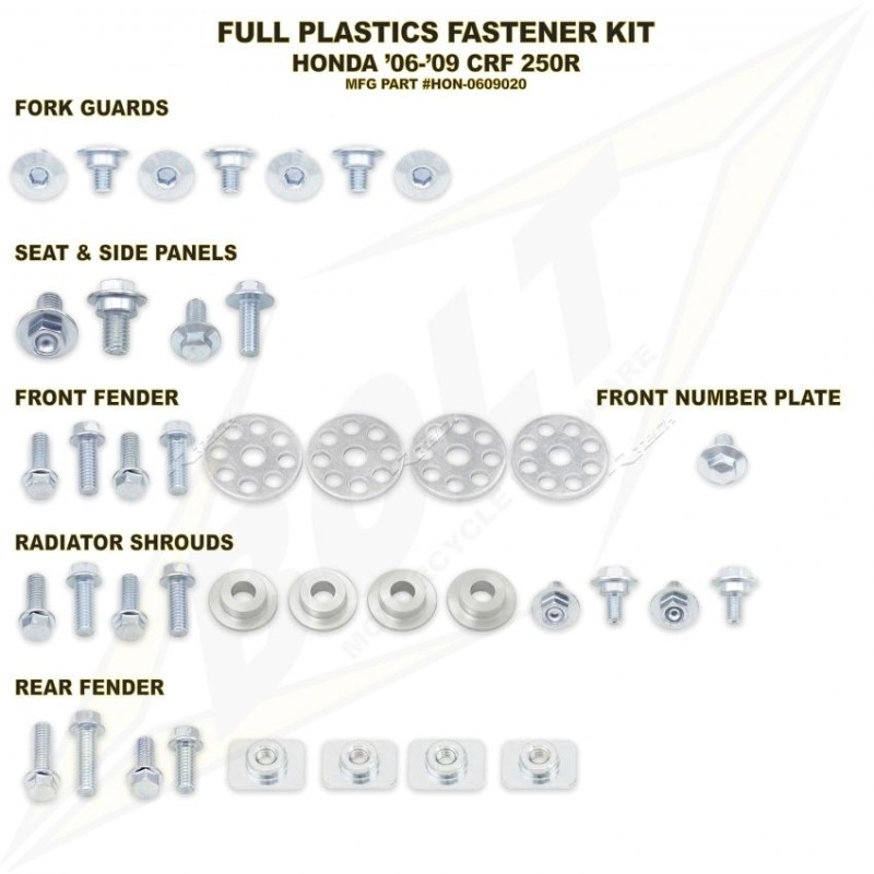 Kit de tornillos de plástico Bolt Honda CRF 250 R 2006-2009
