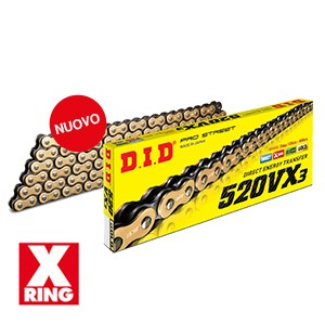 Catena DID moto passo 520VX3 colore oro e nero con giunto a rivetto (ZJ) 120 maglie