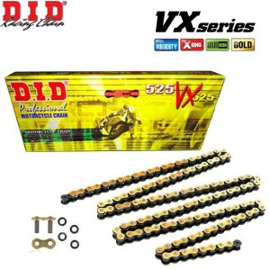 Motorcycle DID chain step 525VX gold and black color with clip joint (FJ)-534071201 | RiMotoShop