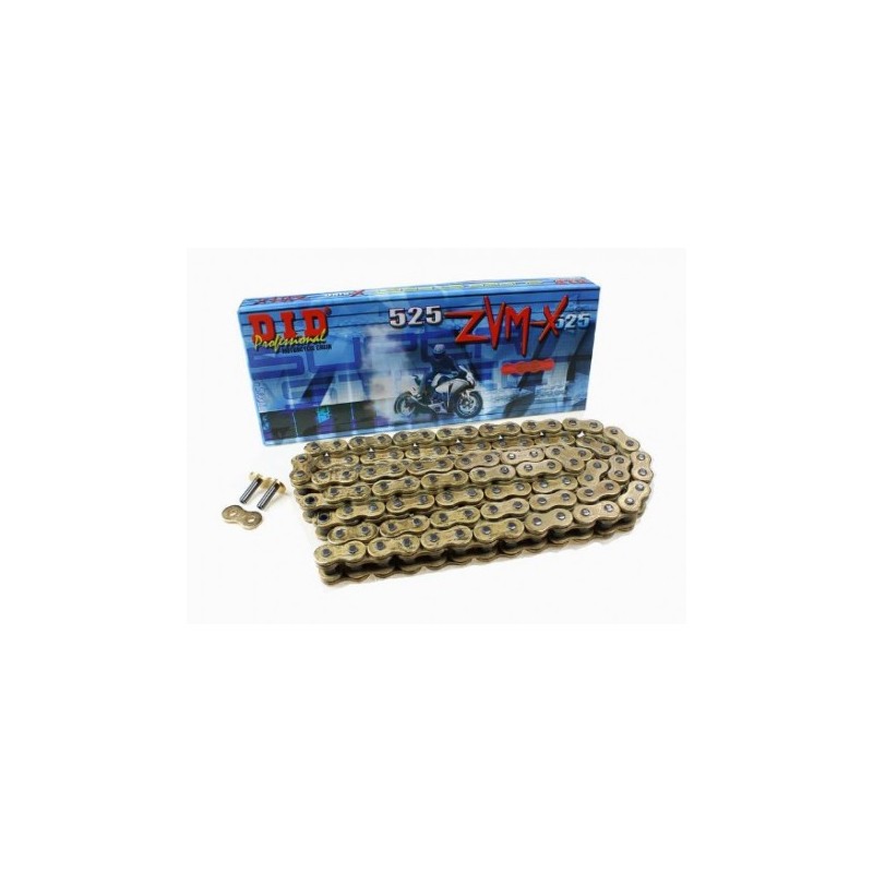Chaîne de moto DID pas 525ZVM-X couleur or avec joint riveté (ZJ) 534091202 | RiMotoShop